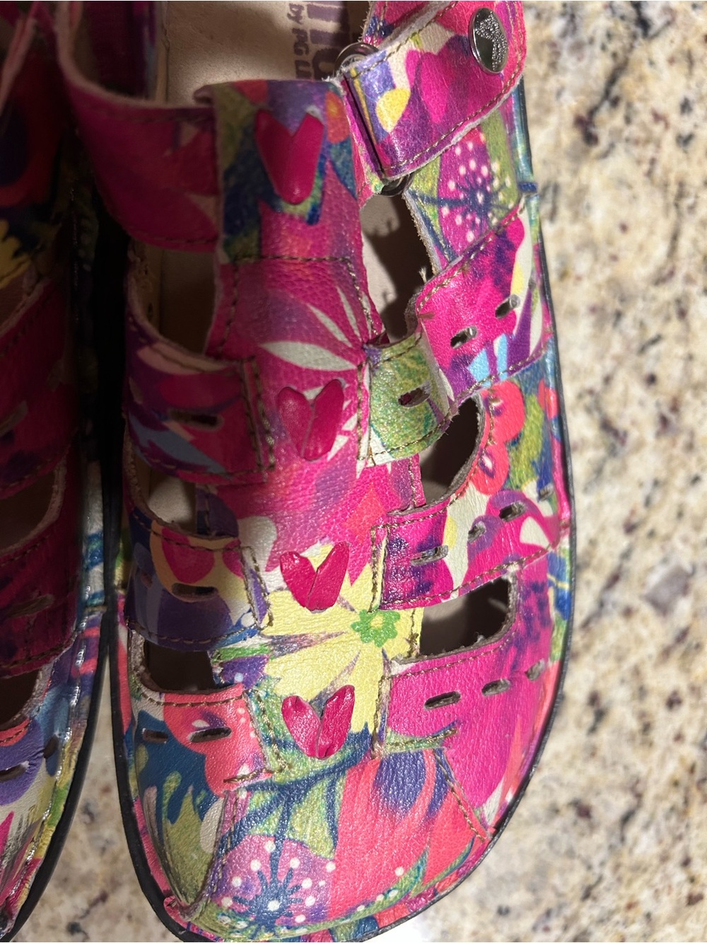 ALEGRIA PESCA FLORAL LEATHER COMFORT SHOES NEW? Size 38 (8-8.5) no box - Picture 4 of 13